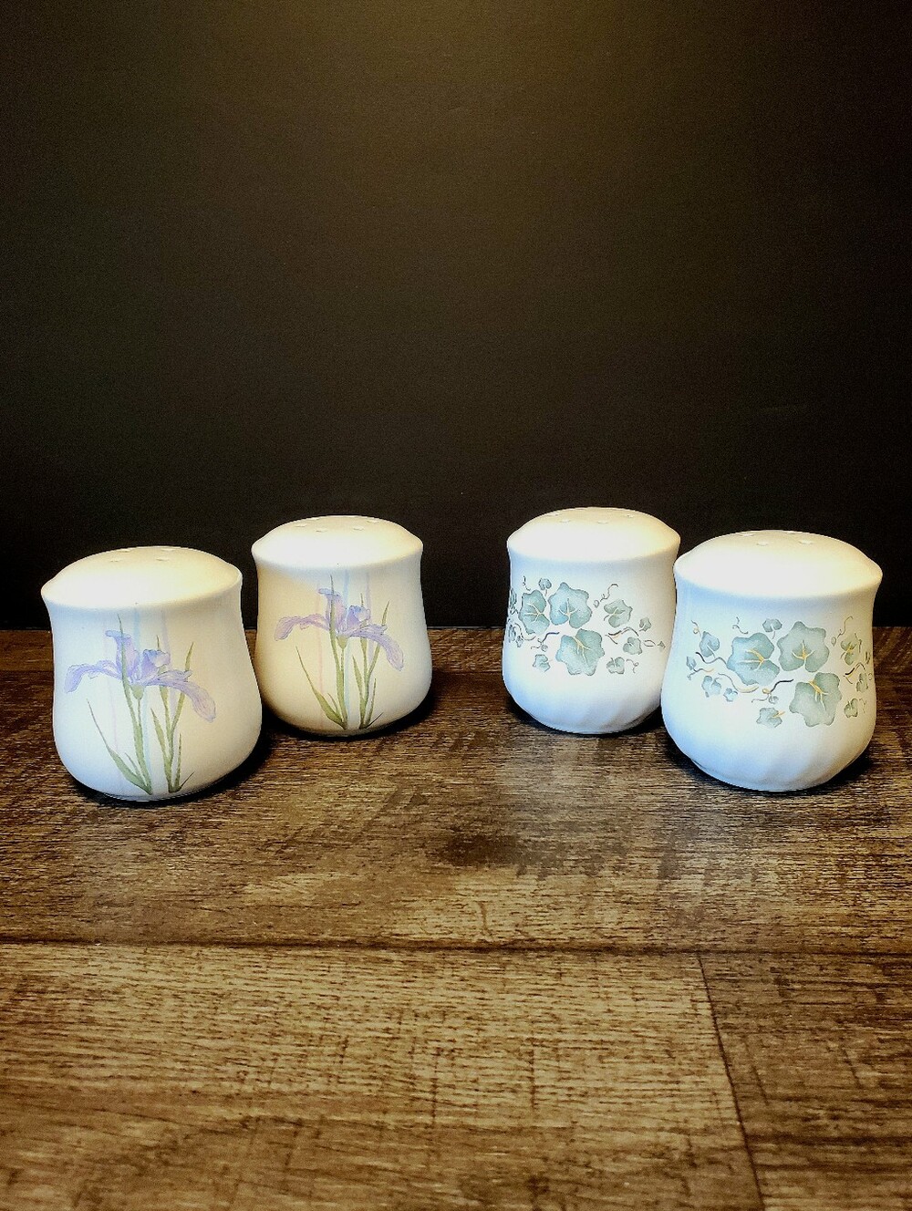 Corningware White Floral Ceramic Salt and Pepper Shaker Set